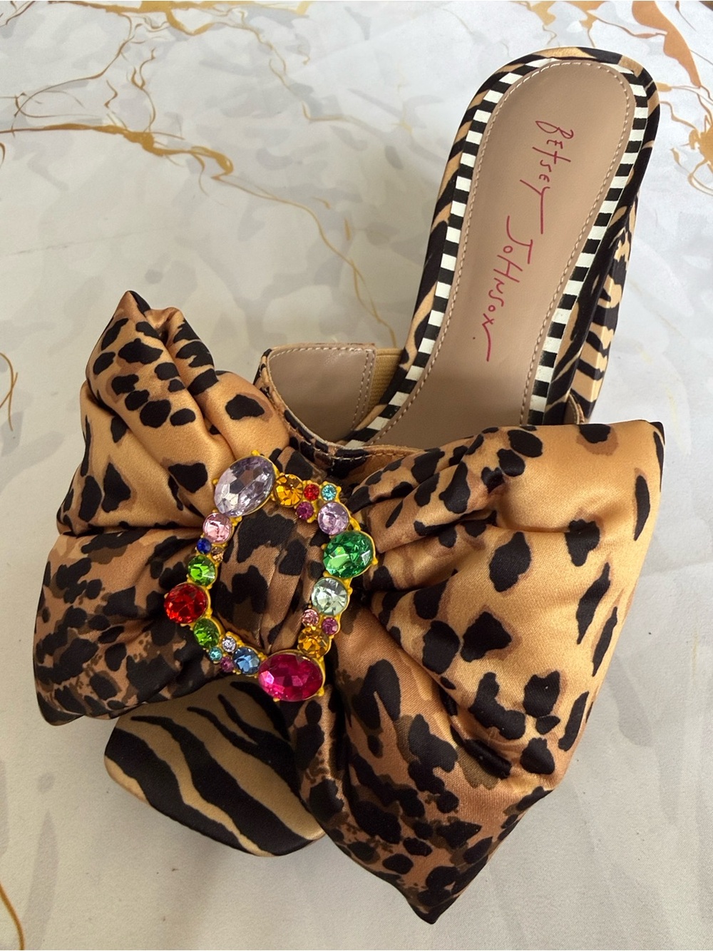 Betsey Johnson possie animal print heels